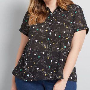 EUC ModCloth Inspired Idealist Button Up in Space